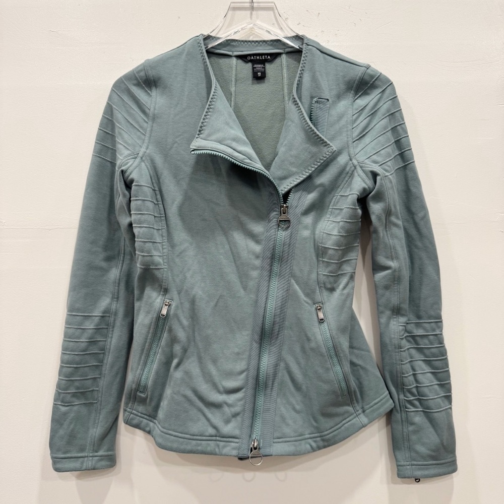 Athleta Moto Jacket Asymmetric Zip Athleisure Size X-Small Fleece Lined